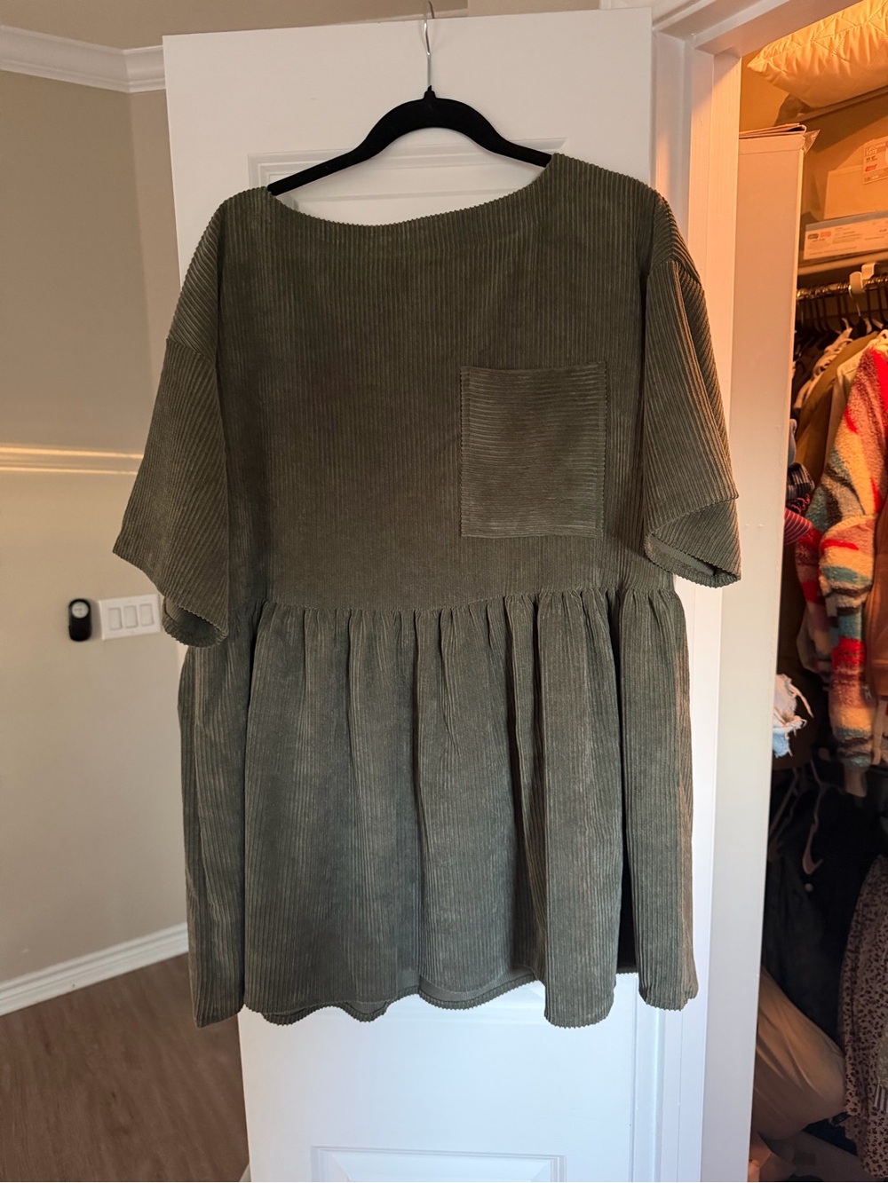 ASOS Olive Green Corduroy Mini Dress